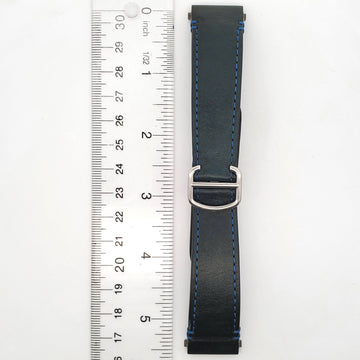 OEM Cartier Santos Quick Release Blue Calfskin Leather Strap with Deployment Buckle KD7GJABM 21mm