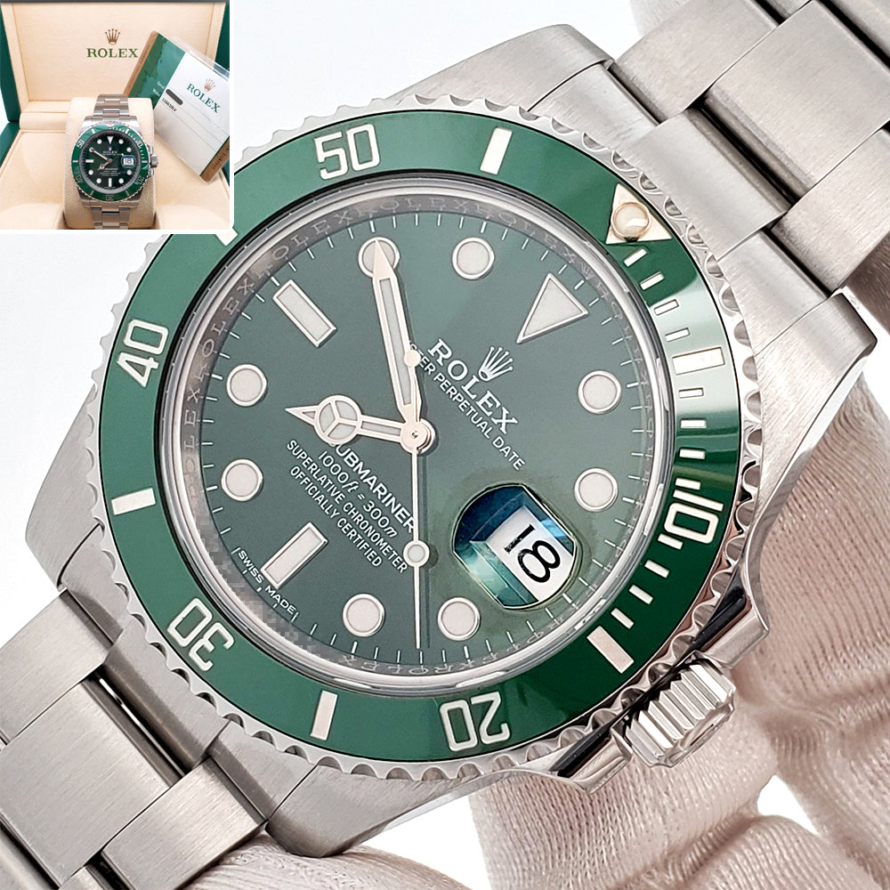 2017 Rolex Submariner "Hulk" Green Ceramic Bezel 40mm Steel Watch 116610LV Box Papers