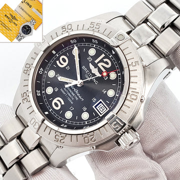 Breitling Superocean Steelfish 42mm Black Arabic Dial Steel Watch A17360 Papers