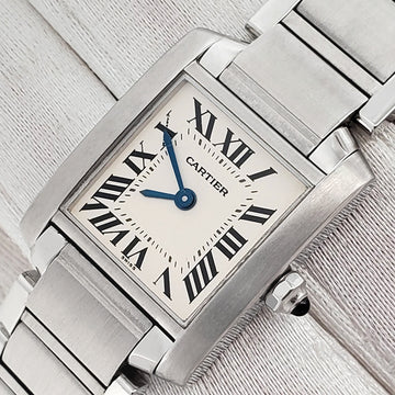 Cartier Tank Francaise Small 20mm White Roman Steel Quartz Watch 2384 W51007Q3