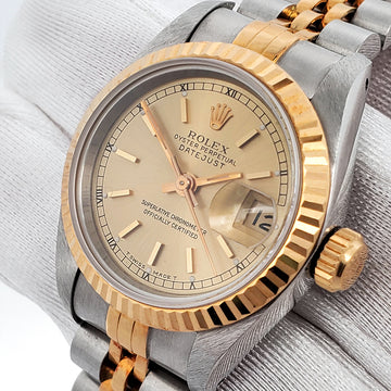 Rolex Datejust 26mm Champagne Dial 2-Tone Yellow Gold/Steel Jubilee Watch 69173 Papers