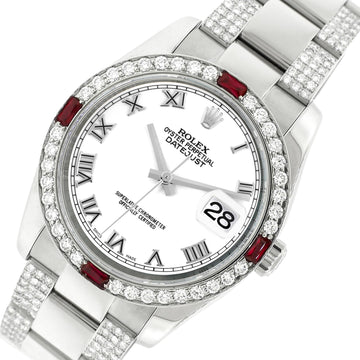 Rolex Datejust 36mm 4.5Ct Diamond Bezel/Bracelet/White Roman Dial 116200 Steel Watch