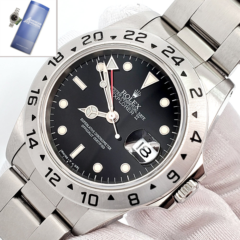 Rolex Explorer II 40mm Black Dial Steel Oyster Watch 16570 With Tag