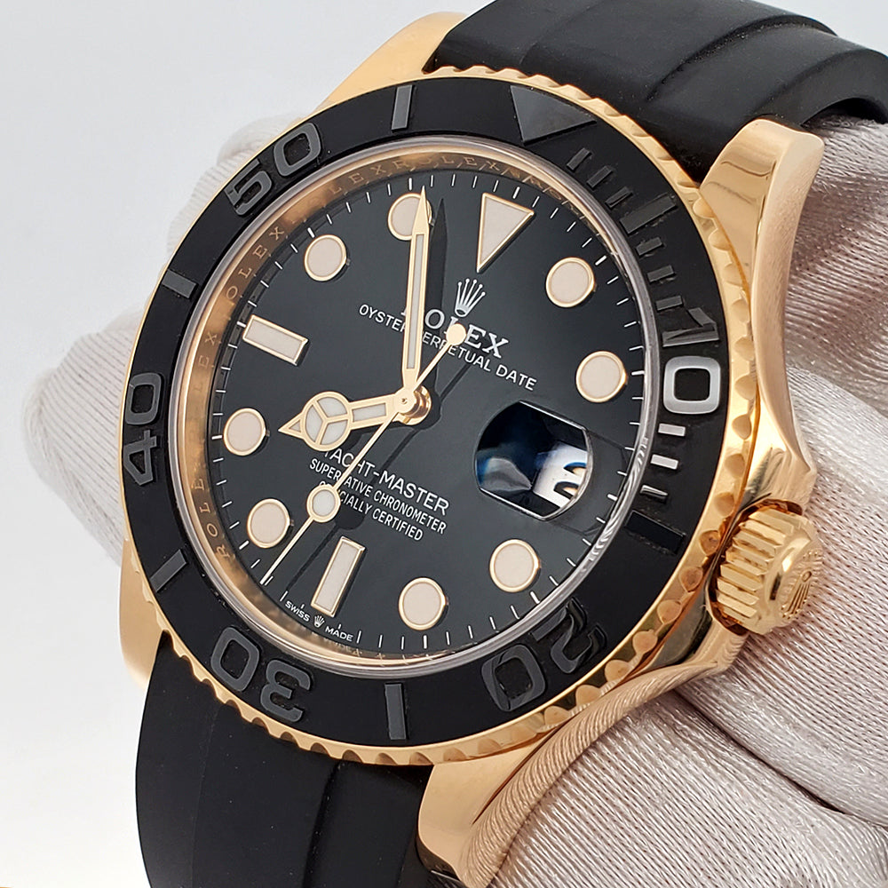 Rolex Yacht-Master 42mm 226658 Black Dial Oysterflex Strap Yellow Gold Watch 2023 Box Papers