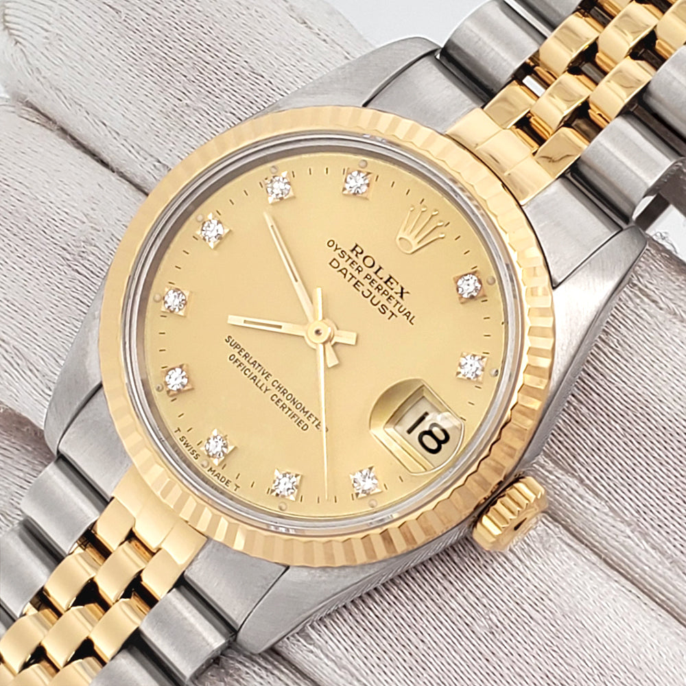 Rolex Datejust 68273 – 31mm 2-Tone Champagne Diamond Dial Watch