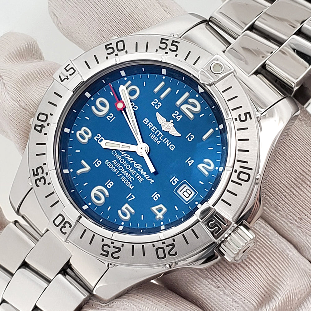 Breitling Superocean Steelfish 42mm Blue Arabic Dial Steel Mens Watch A17360