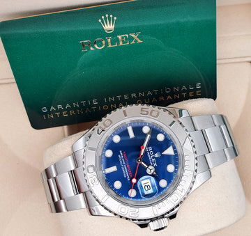 2021 Rolex Yacht-Master 40mm Blue Platinum/Steel Oyster Watch 126622 Box Papers