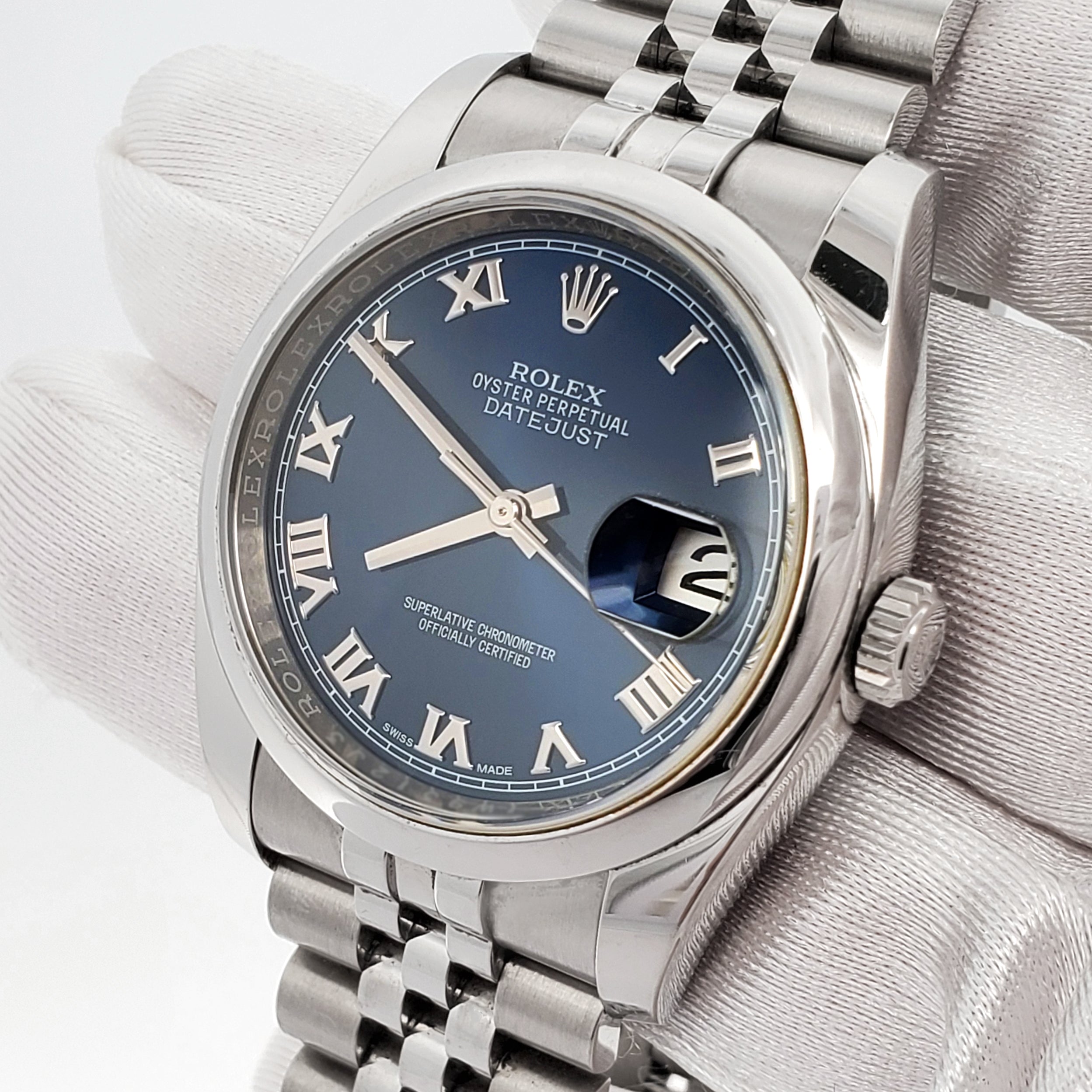 Rolex datejust 36 blue on sale roman