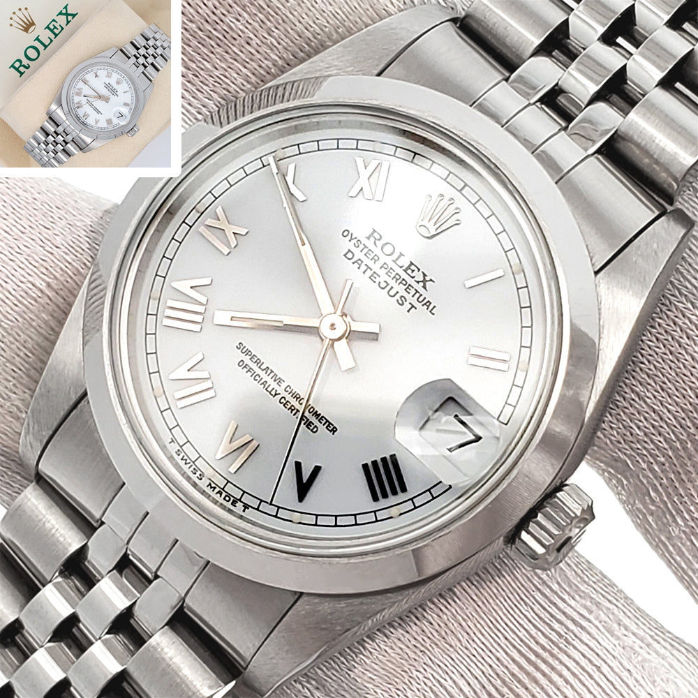 Rolex Datejust 31mm 68240 White Roman Dial Smooth Bezel Steel Jubilee Watch Box Papers