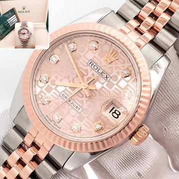 Rolex Datejust Factory Jubilee Diamond Dial 2-Tone Rose Gold/Steel 31mm Jubilee Watch 178271 Box Papers