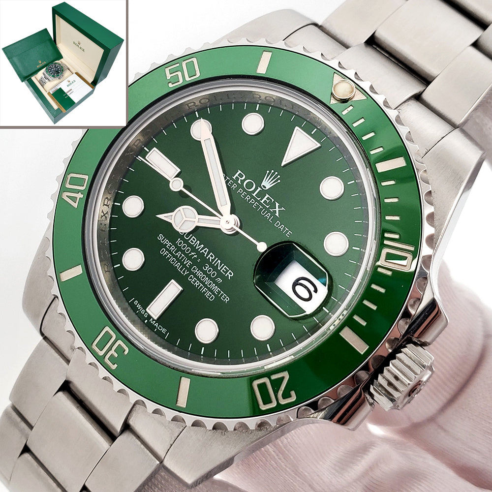2018 Rolex Submariner Hulk 116610LV Green Dial 40mm Steel Watch