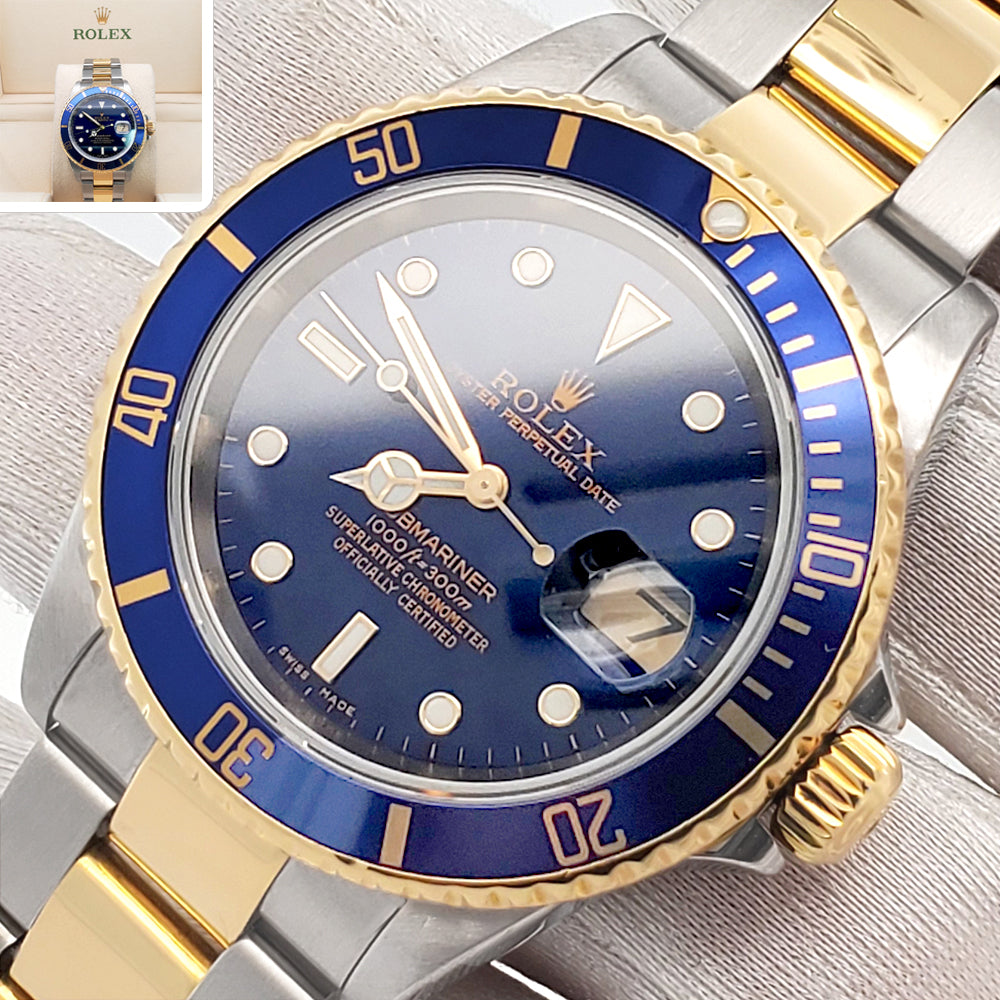 Rolex Submariner Date 40mm Blue Dial Yellow Gold/Steel Watch 16613