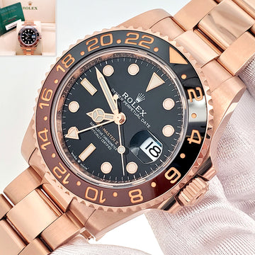 2022 Rolex GMT-Master II Rootbeer 126715CHNR Rose Gold Oyster Watch Box Papers