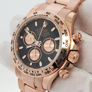 2021 Rolex Cosmograph Daytona 40mm Rose Gold Black Dial Watch 116505 Box Papers