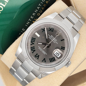 2021 Rolex Datejust 41 126300 Wimbledon Slate Roman Steel Oyster Watch Box Papers