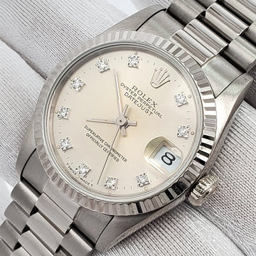 Rolex President Datejust 31mm Factory Diamond Dial White Gold Watch 68279
