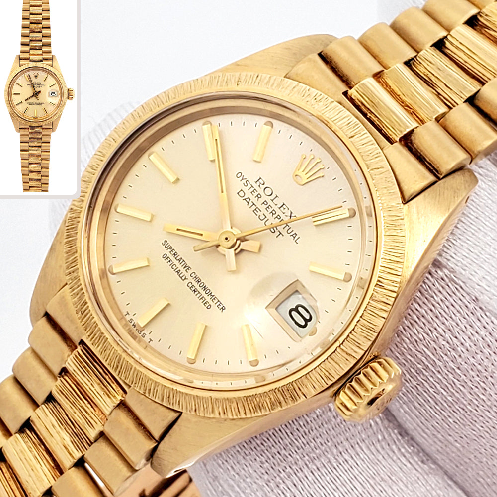 Rolex President Datejust 26mm Bark finish Yellow Gold Ladies Watch 6927