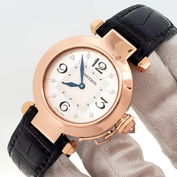 Cartier Pasha Rose Gold Factory Diamond Dial Ladies 32mm Watch WJ11913G 2812