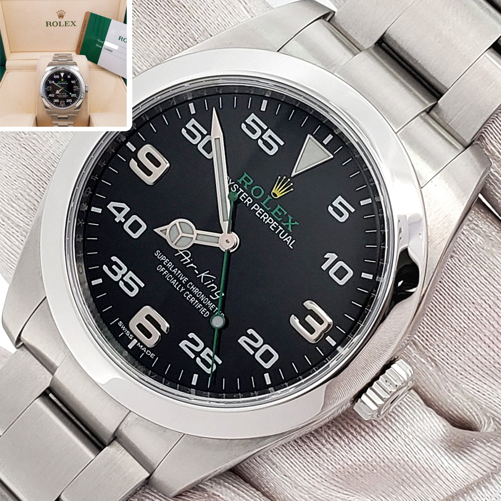 2018 Rolex Air King 40mm 116900 Black Dial Steel Watch Box Papers