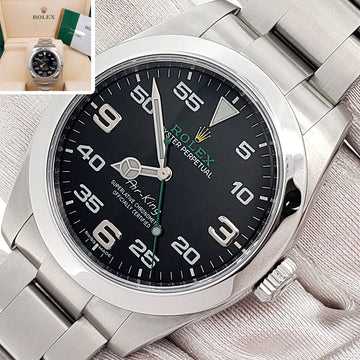 2018 Rolex Air King 40mm 116900 Black Dial Steel Watch Box Papers