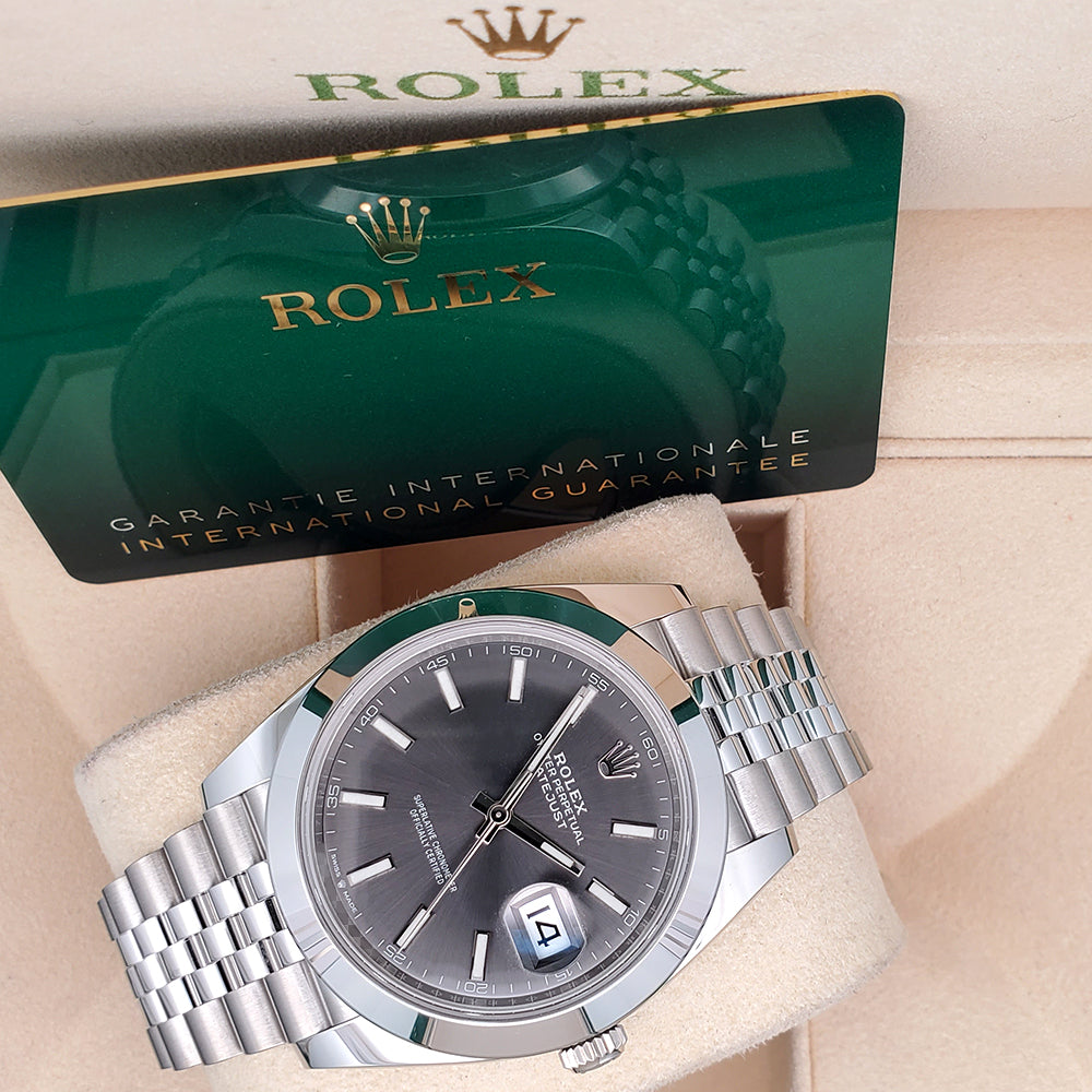 2024 Unworn Rolex Datejust 41 126300 Dark Rhodium/Gray Index Jubilee Watch Box Papers