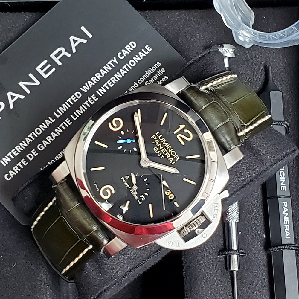 2021 Panerai GMT Luminor Marina  1950 3 Days PAM01321 Steel Mens 44mm Watch Box Papers