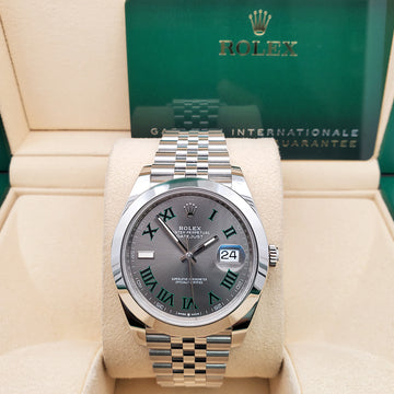 2024 Unworn Rolex Datejust 41 126300 Wimbledon Slate Roman Dial Steel Jubilee Watch Box Papers