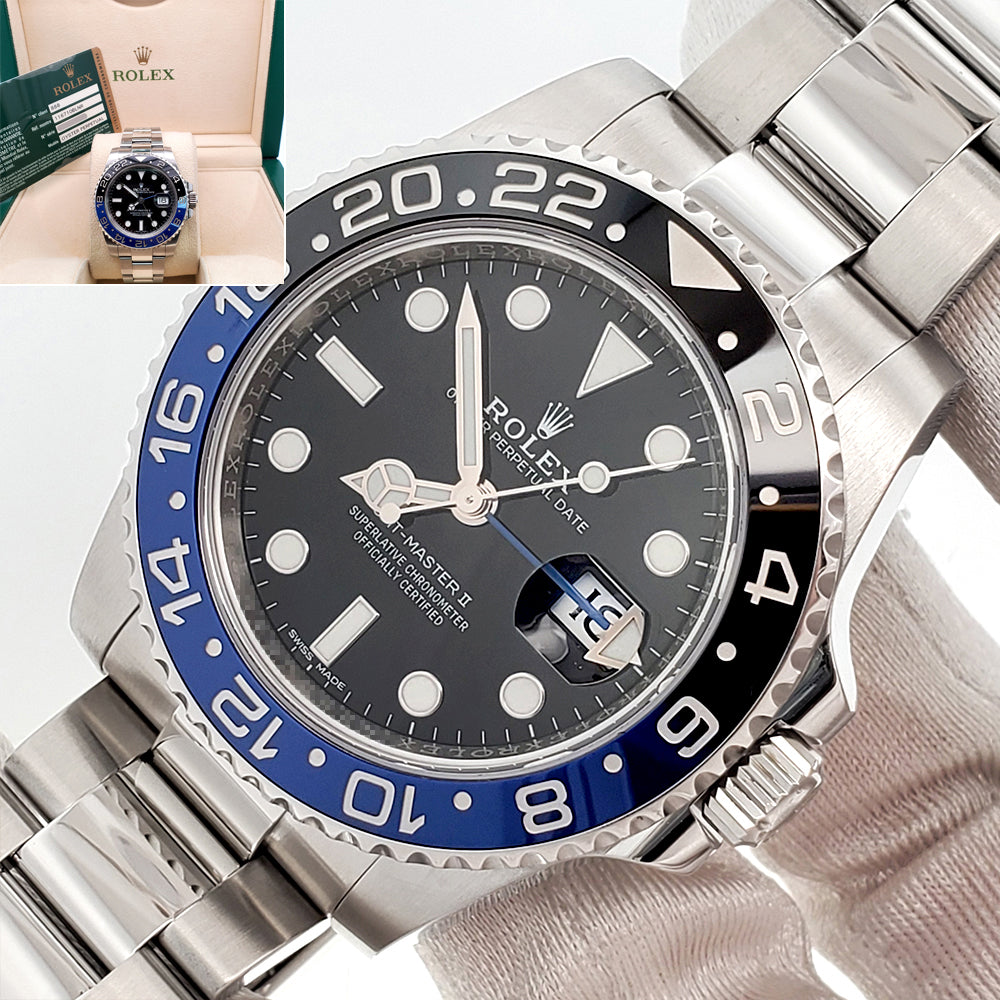 Rolex GMT-Master II "Batman" Blue/Black Ceramic Bezel Steel Oyster 40mm Watch 116710BLNR Box Papers