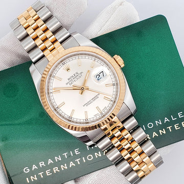 2022 Rolex Datejust 36mm 116233 Silver Index 2-tone Yellow Gold/Steel Jubilee Watch Box Papers