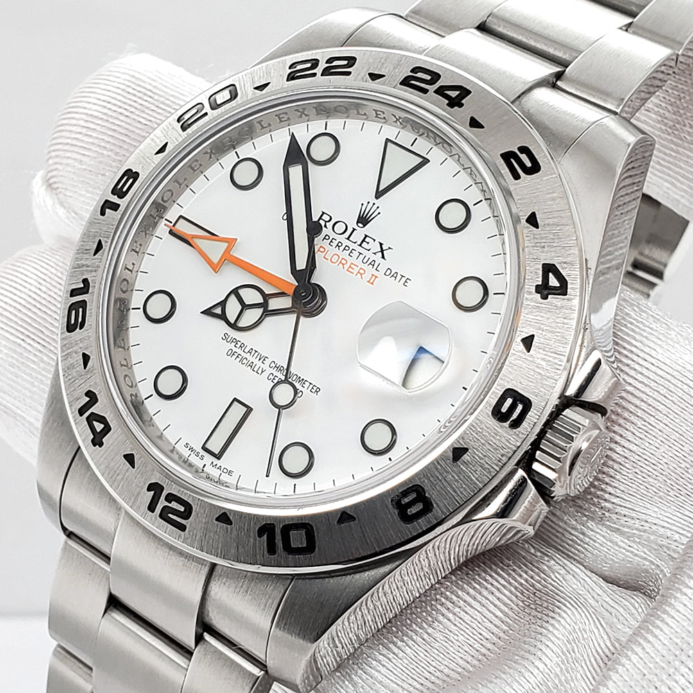 Rolex Explorer II 42mm Polar White Dial Orange Hand Steel Oyster Watch