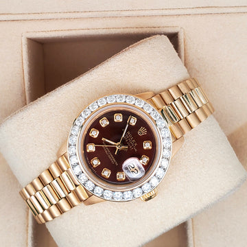 Rolex President 26mm 1.7ct Custom Diamond Bezel/Dial 18k Yellow Gold Watch 6917