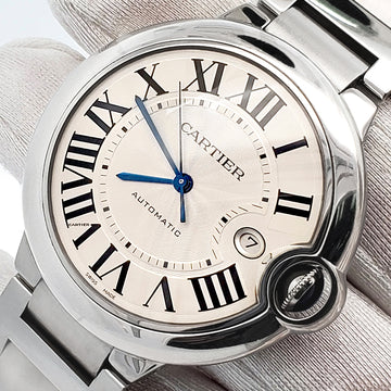 Cartier Ballon Bleu 42mm Silver Roman Steel Watch W69012Z4 3001