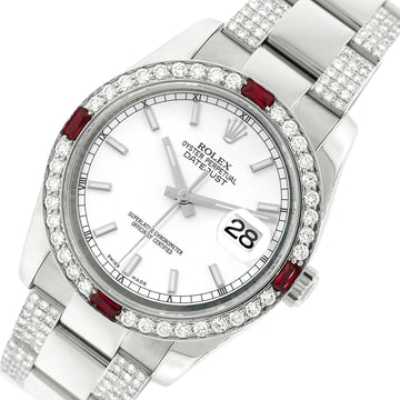 Rolex Datejust 36mm 4.5Ct Diamond Bezel/Bracelet/White Index Dial 116200 Steel Watch
