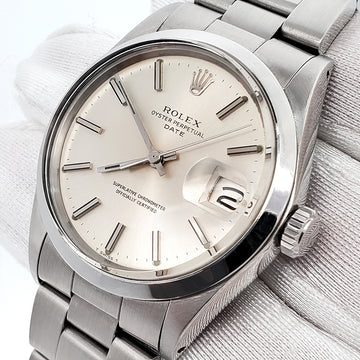 Rolex Oyster Perpetual Date 34mm Silver Index Dial Oyster Watch 1500