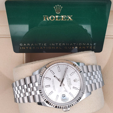 2024 Unworn Rolex Datejust 36mm 126234 Silver Index Fluted White Gold/Steel Jubilee Watch Box Papers