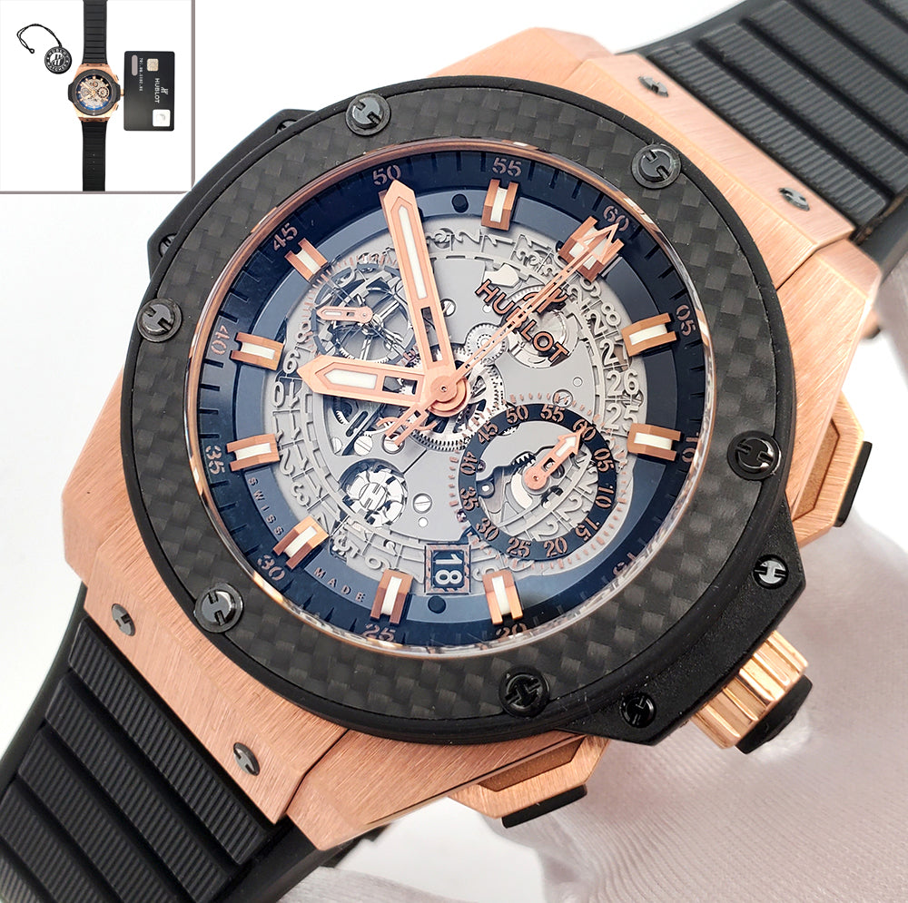 Rare Hublot Unico King Power Rose Gold Ceramic 48mm Watch 701.OQ.0180.RX Papers/Tag
