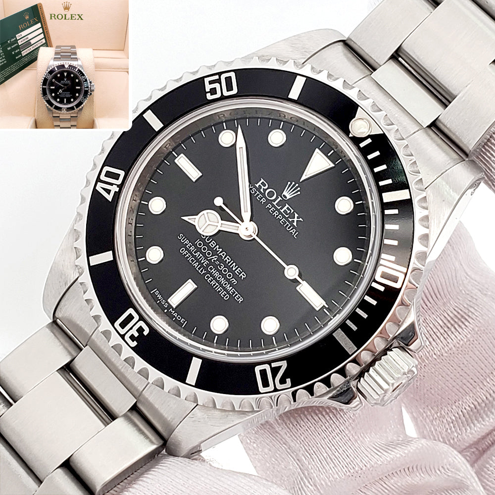 2009 Rolex Submariner No-Date Black Dial Steel 40mm Watch 14060 Box Papers
