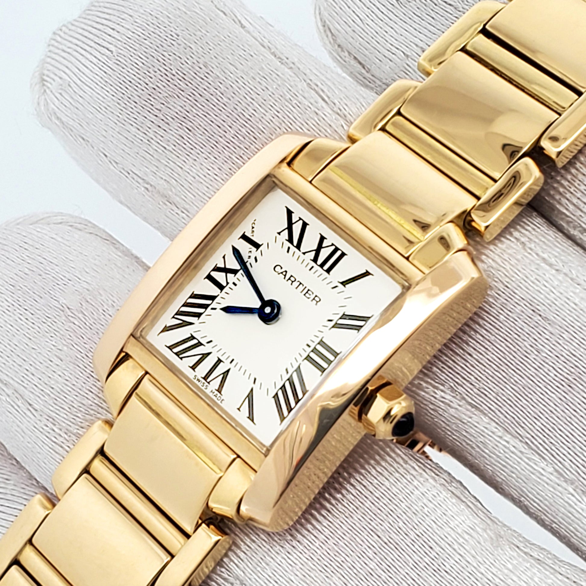 Cartier Tank Francaise Small 20mm Yellow Gold Roman Ladies Watch W50002N2 Box Booklet