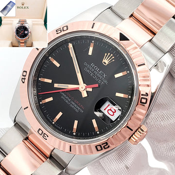 Rolex Datejust Turnograph 2-Tone Rose Gold/Steel Black Dial 36mm Oyster Watch 116261