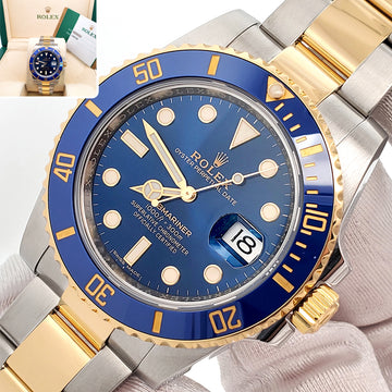 2018 Rolex Submariner 116613LB Yellow Gold/Steel Blue Dial 40mm Watch Box Papers