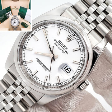 Rolex Datejust 116200 White Index Steel Jubilee 36mm Watch Box/Papers/Service Papers/Tag