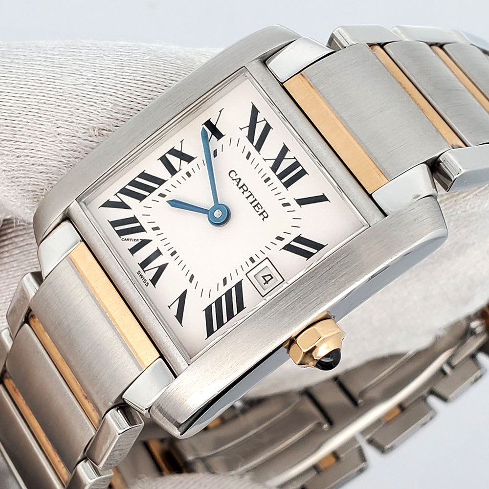 Cartier Tank Francaise 25mm White Roman 2-tone Yellow Gold/Steel Quart