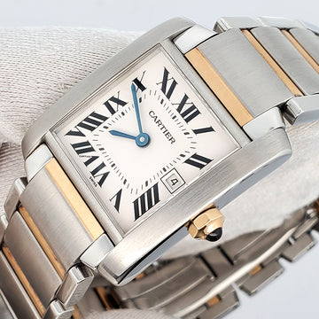 Cartier Tank Francaise 25mm White Roman 2-tone Yellow Gold/Steel Quartz Watch W51011Q3 2465