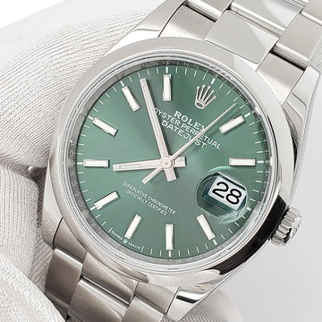 Rolex Datejust 36mm 126200 Mint Green Dial Stainless Steel Oyster Watch 2022 Box Papers