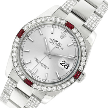 Rolex Datejust 36mm 4.5Ct Diamond Bezel/Bracelet/Silver Index 116200 Steel Watch