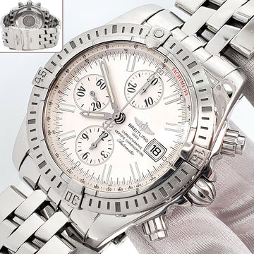 Breitling Chronomat Evolution White Dial Chronograph 44mm Steel Watch A13356