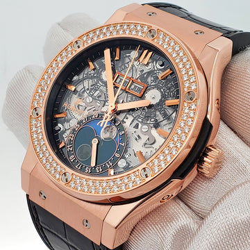 Hublot Factory Diamond Classic Fusion Aerofusion Moonphase King Gold 45mm Rose Gold Watch