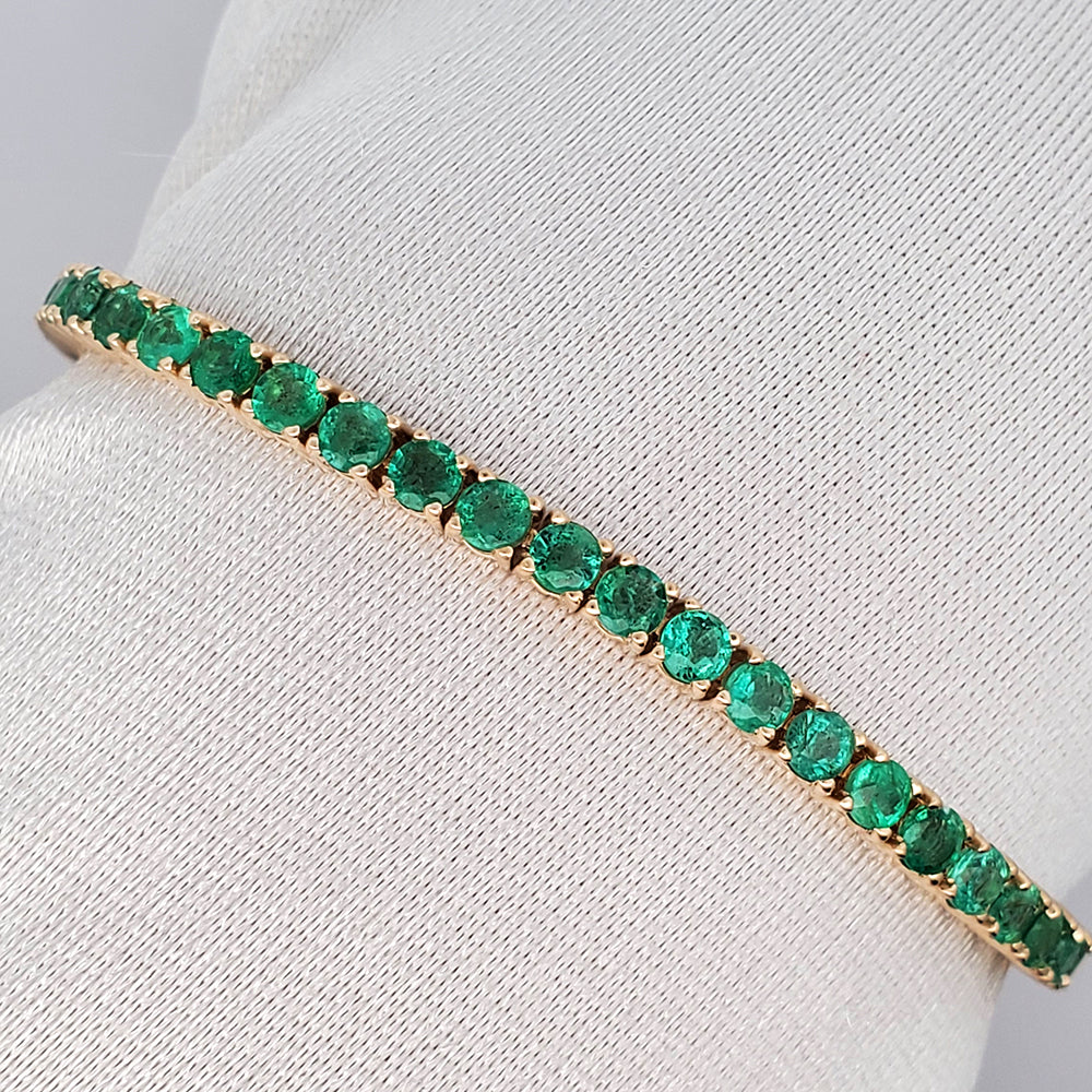 4ct Emerald 14k Yellow Gold 6.5" Tennis Bracelet