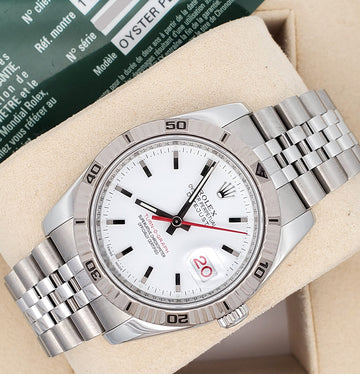 Rolex Datejust Turn-O-Graph 36mm White Dial Steel Jubilee Watch 116264 Box Papers