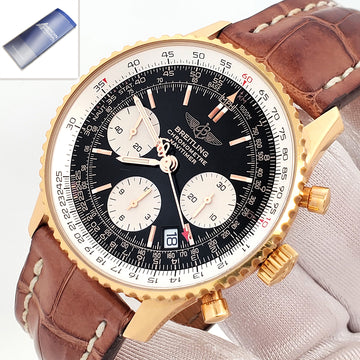 Breitling Limited Edition Navitimer 18k Rose Gold Black Dial Mens 42mm Watch R23322